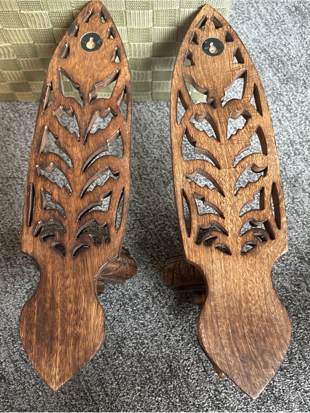 Hand-Carved Brown Wood Wall Sconces - Decorative Home Wall Decor, Pier 1 - Picture 4 of 6
